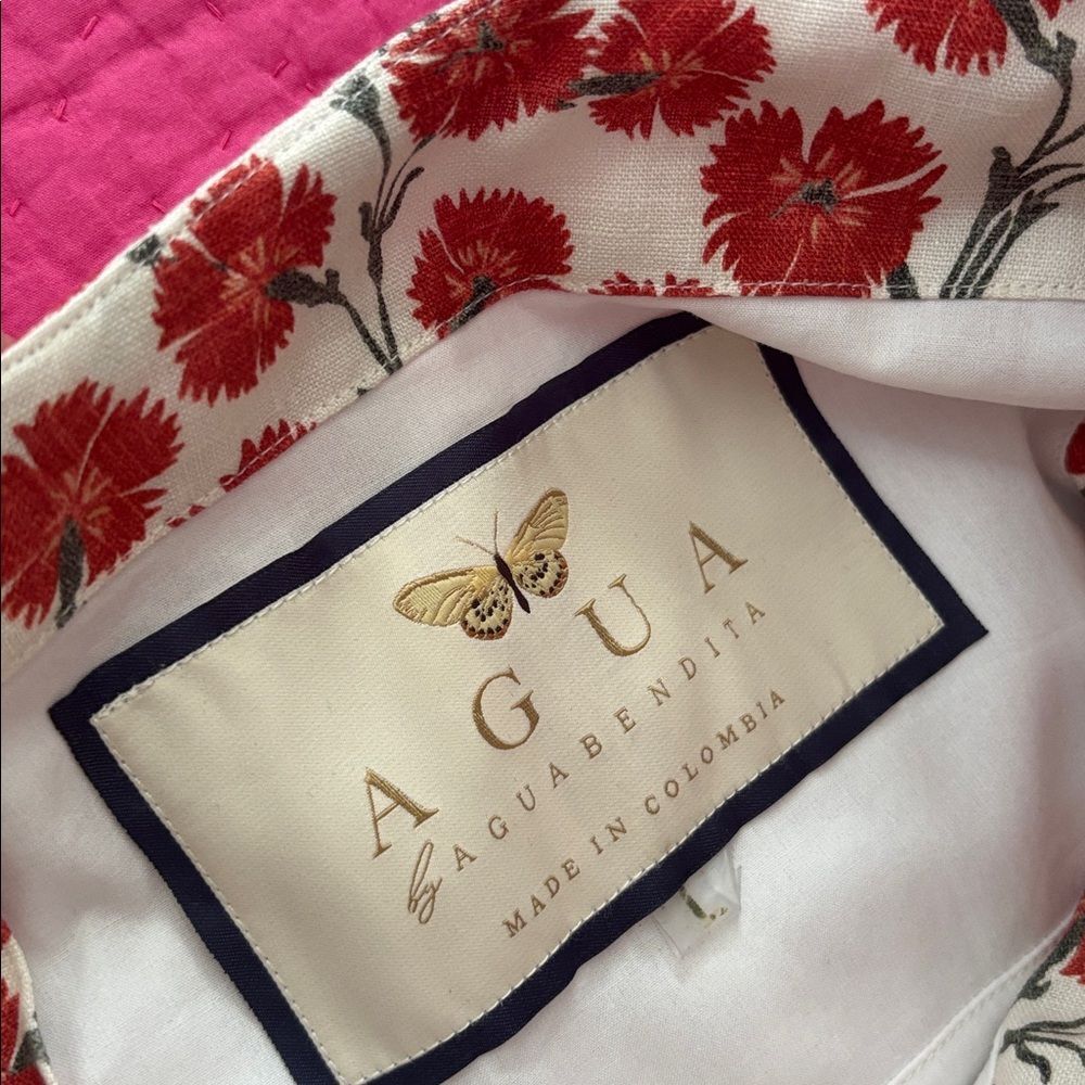 Agua by Agua Bendita Red Floral Backless Dress, L - Picture 13 of 14